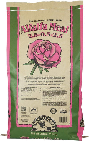 Down To Earth Organic Alfalfa Meal Fertilizer Mix 2.5-0.5-2.5, 25 lb